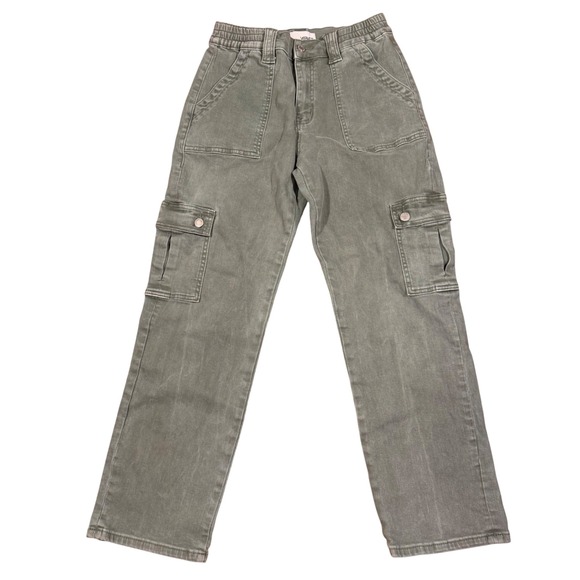 Vervet Pants - Vervet Los Angeles Olive Green Cargo Pants Straight Leg Utility Jeans Womens 27